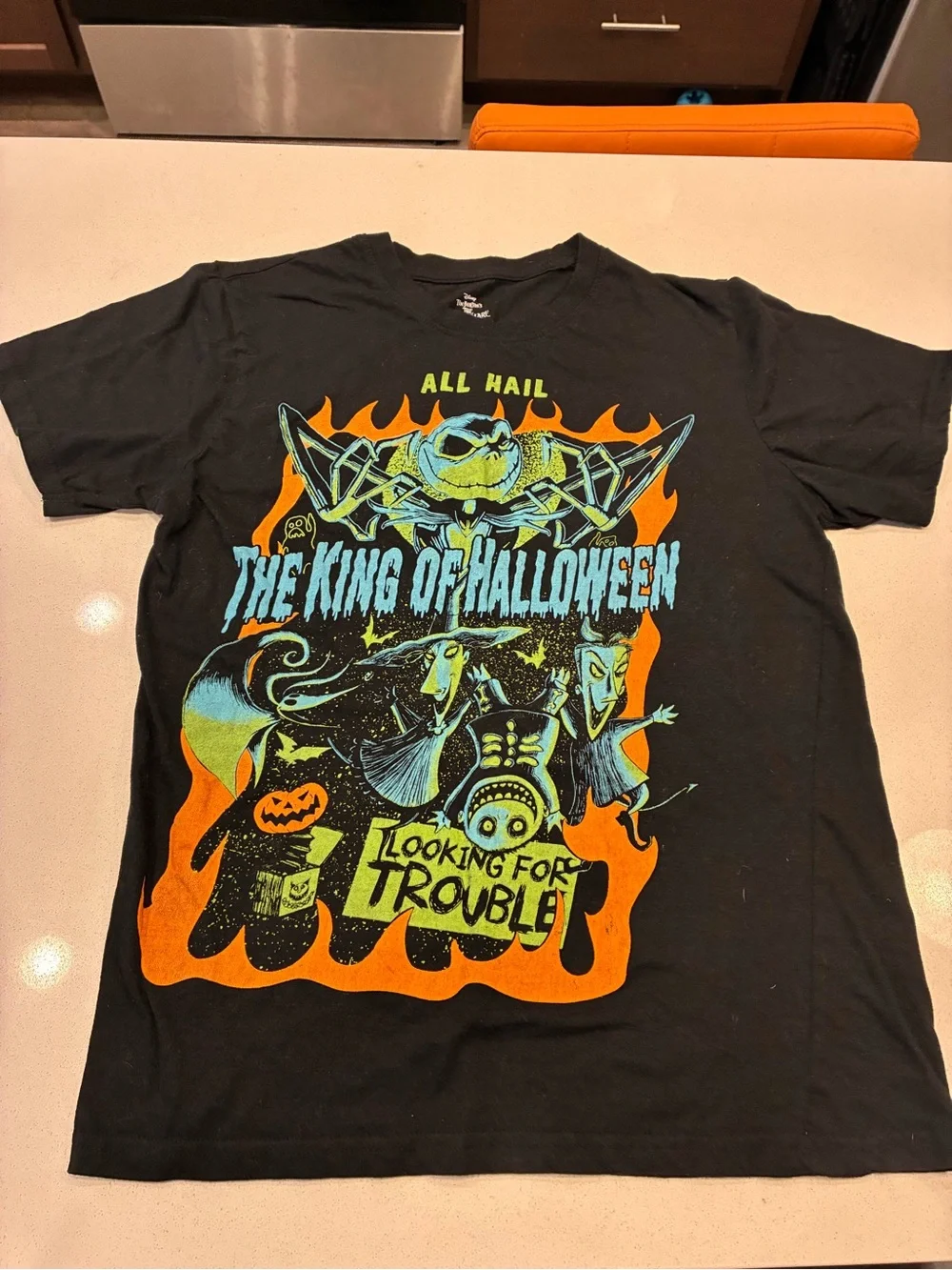 Disney The King of Halloween Graphic Tee - Black/Orange/Neon Blue-Green